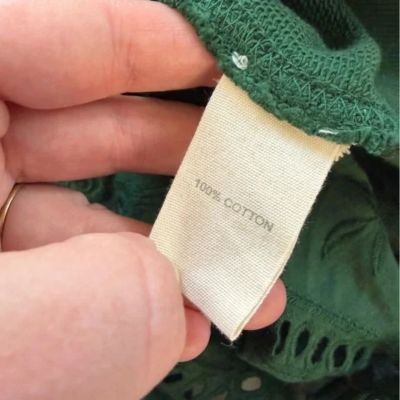 Anthropologie Forever That Girl Sweatshirt Womens Small Green Eyelet Boho - Picture 6 of 8